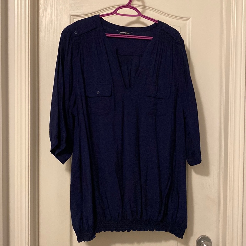 Short sleeve blouse with elastic waist